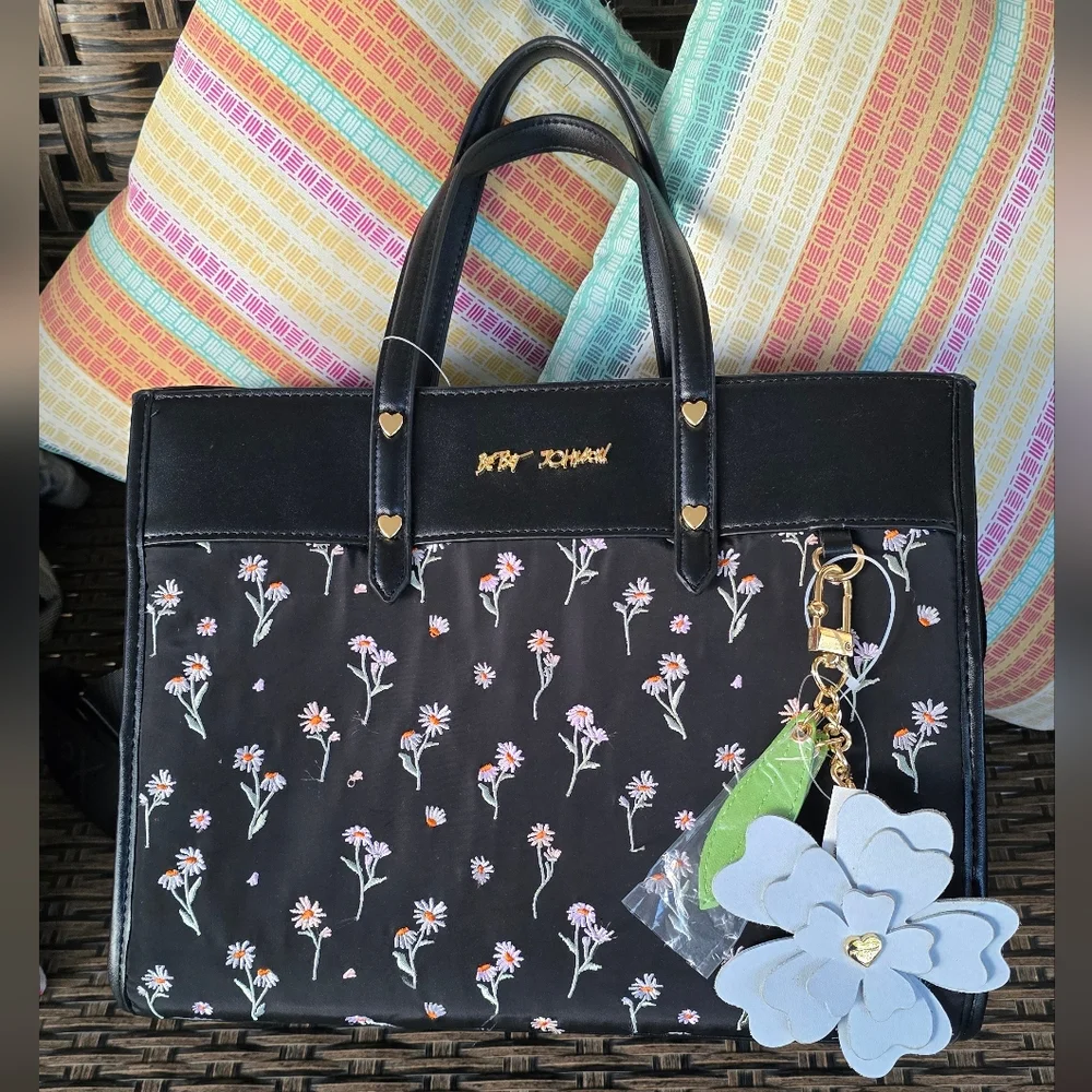 Betsey Johnson Xobeca-Y Tote Crossbody with Flower Charm - Picture 3 of 10